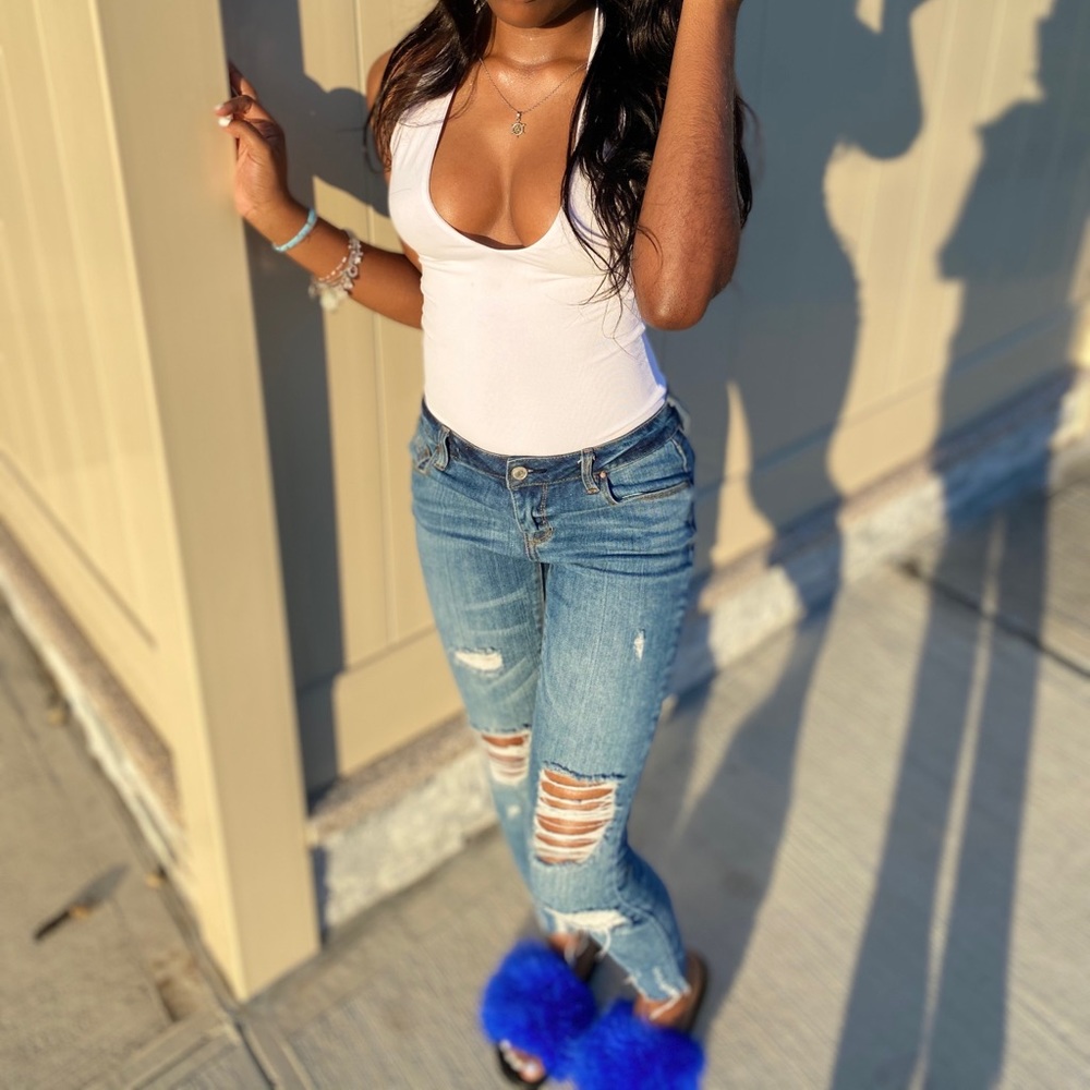 White halter bodysuit